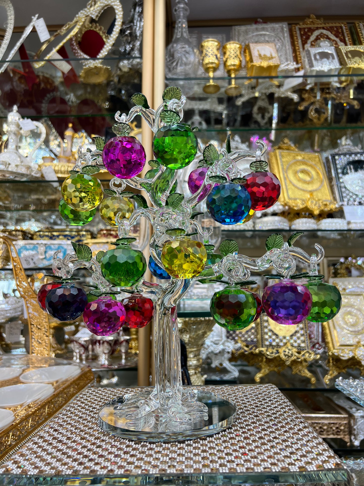 Crystal multi colour tree home decore