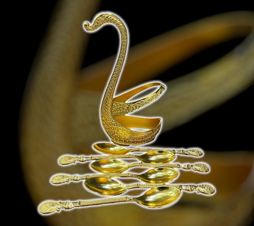 1 Set, Metal Cutlery, Swan Shape Spoon and  Fork Holder