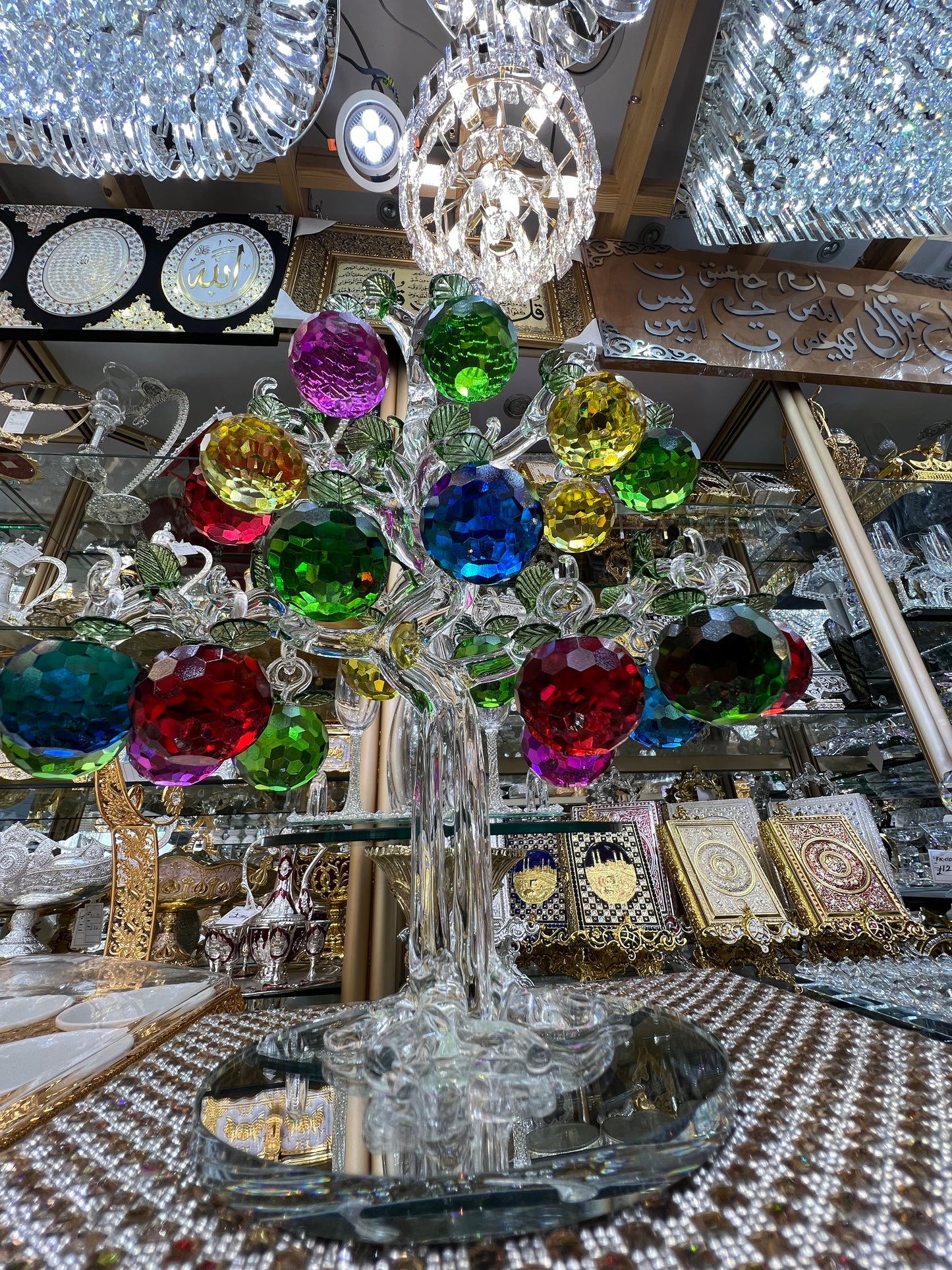 Crystal multi colour tree home decore