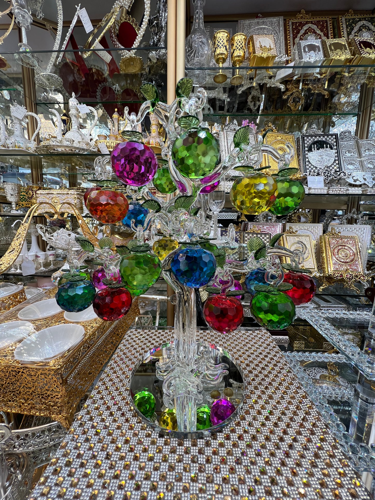 Crystal multi colour tree home decore