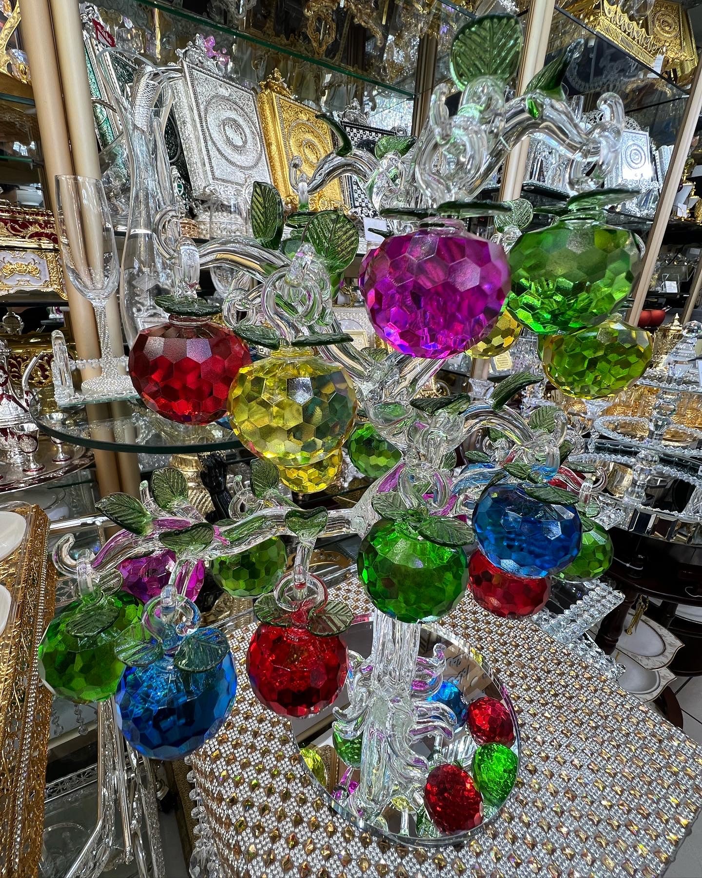 Crystal multi colour tree home decore