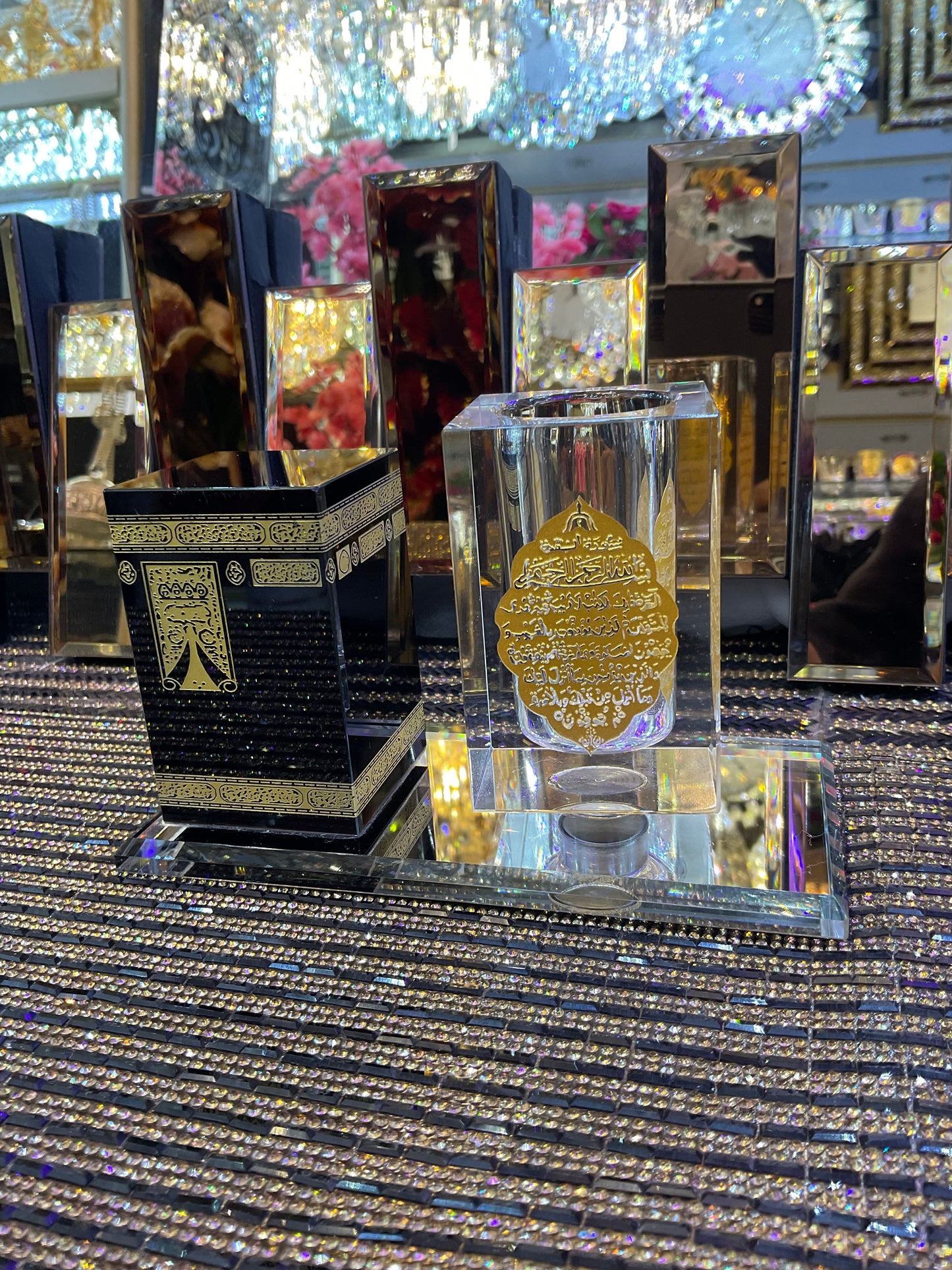 Islamic Gift Kaaba Crystal and Gold Plated pen holder