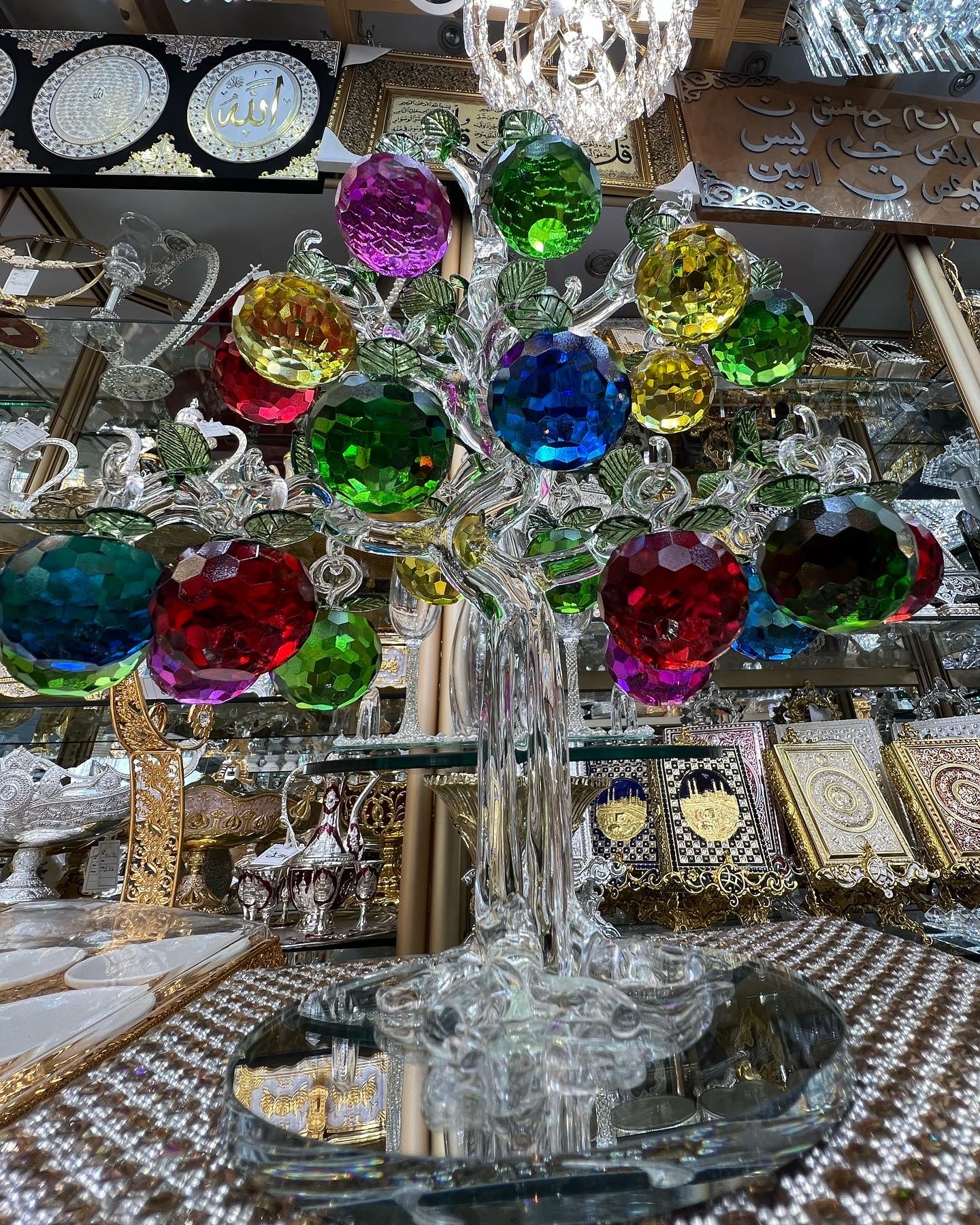 Crystal multi colour tree home decore