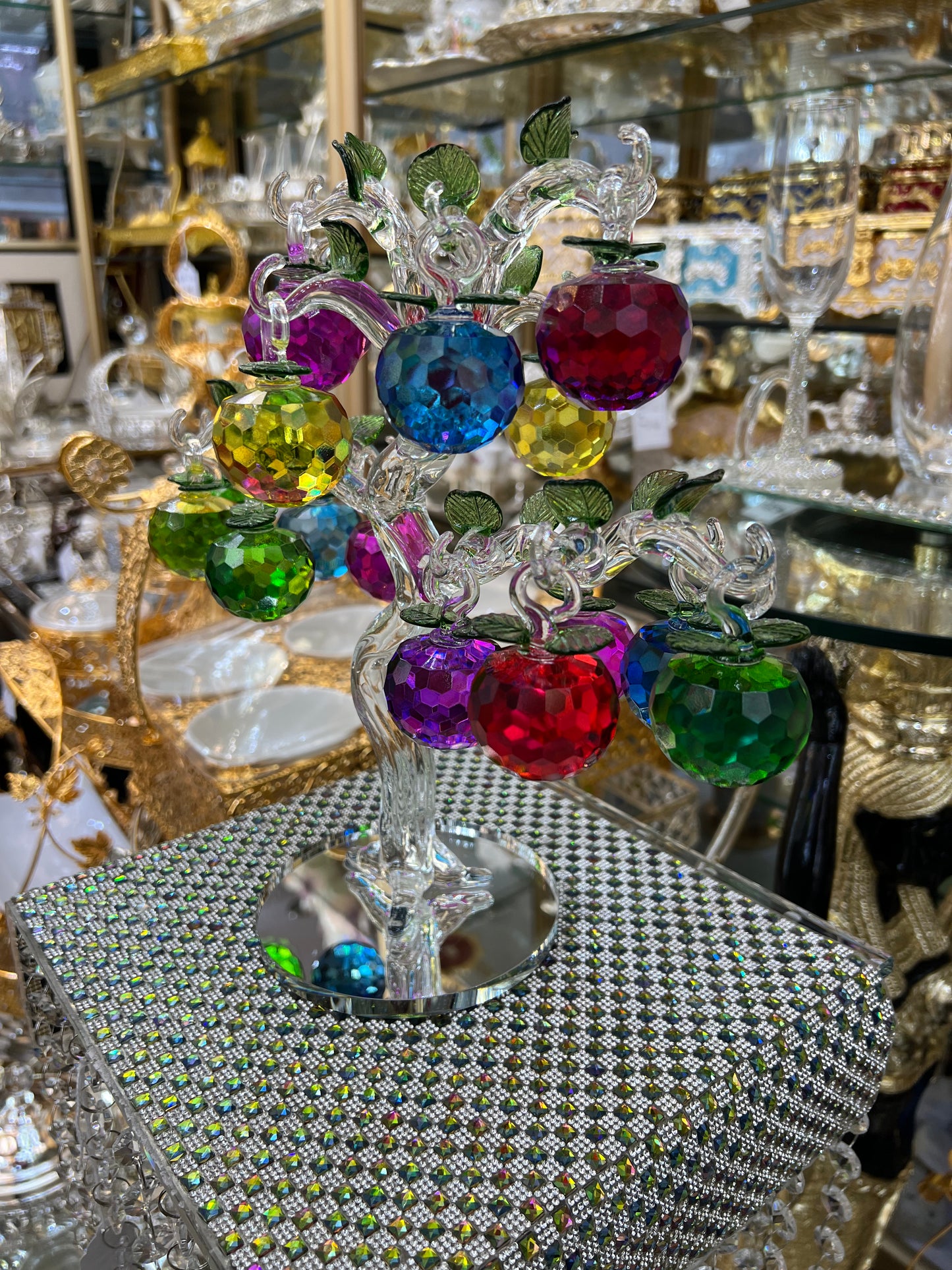 Crystal multi colour tree home decore