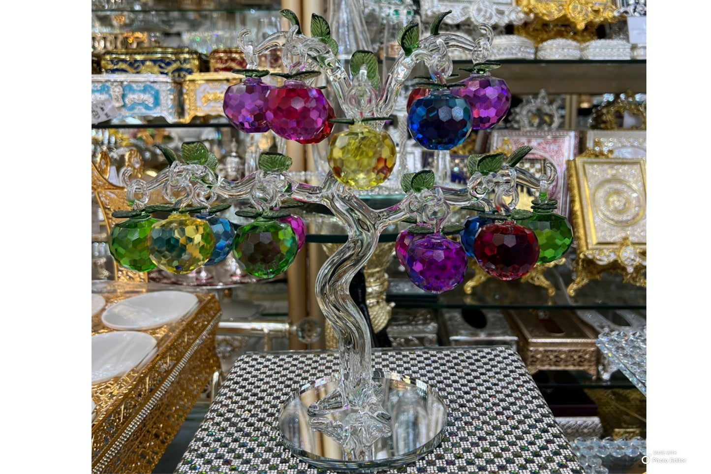 Crystal multi colour tree home decore